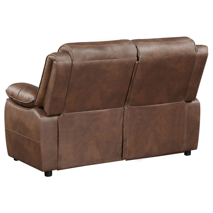 Ellington Upholstered Padded Arm Loveseat Dark Brown - Walo Furniture