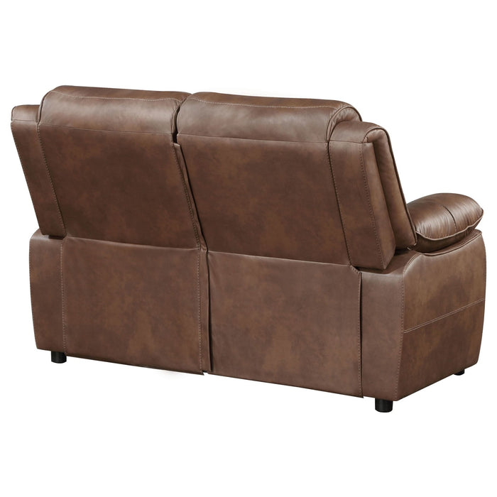 Ellington Upholstered Padded Arm Loveseat Dark Brown - Walo Furniture