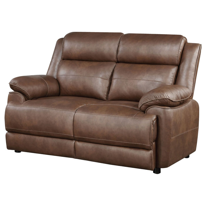 Ellington Upholstered Padded Arm Loveseat Dark Brown - Walo Furniture