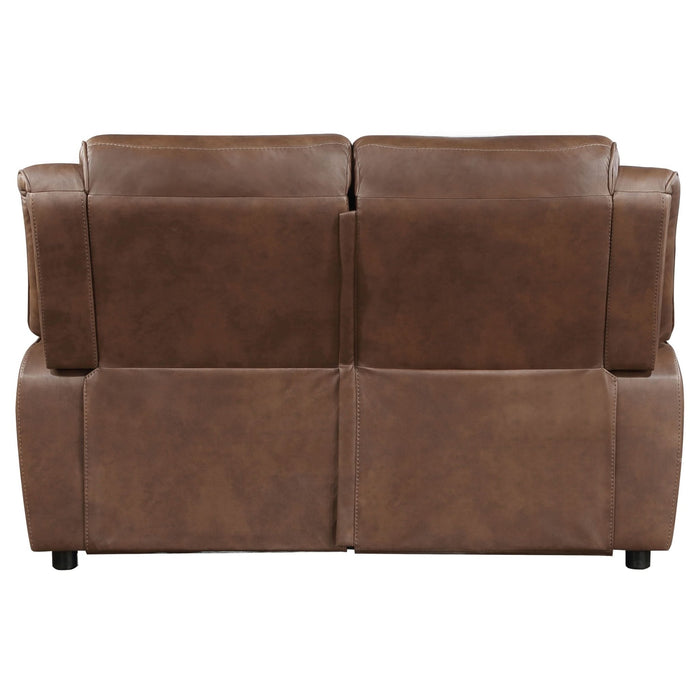 Ellington Upholstered Padded Arm Loveseat Dark Brown - Walo Furniture