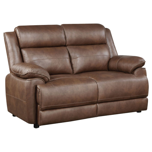 Ellington Upholstered Padded Arm Loveseat Dark Brown - Walo Furniture