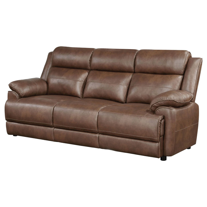 Ellington Upholstered Padded Arm Sofa Dark Brown - Walo Furniture