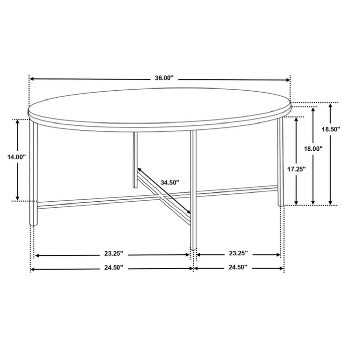 Ellison 2 - piece Round Marble Coffee and End Table Set White - Walo Furniture