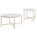 Ellison 2 - piece Round Marble Coffee and End Table Set White - Walo Furniture