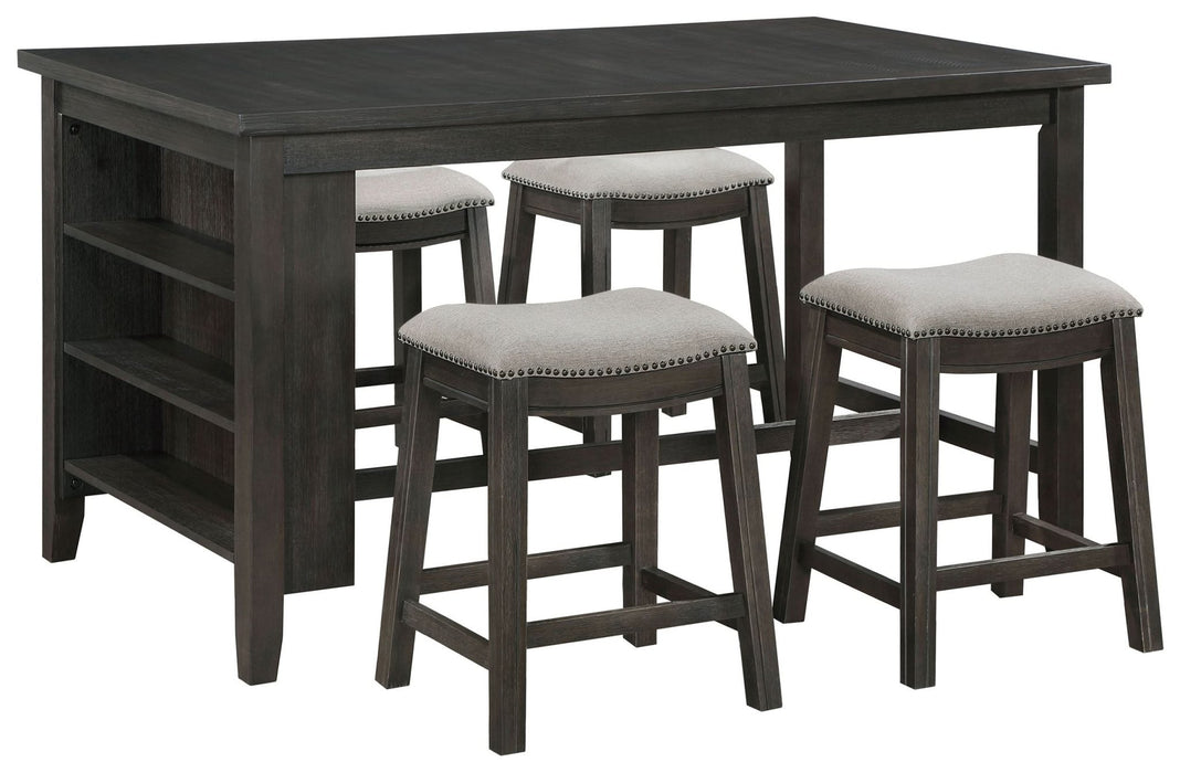 Elliston 5 - piece Counter Height Dining Table Set Dark Grey - Walo Furniture