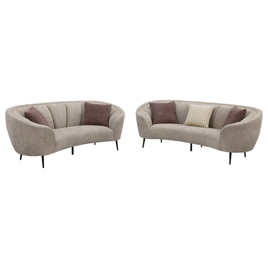 Ellorie 2 - piece Upholstered Curved Sofa Set Beige - Walo Furniture