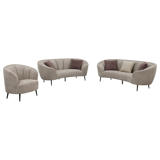 Ellorie 3 - piece Upholstered Curved Sofa Set Beige - Walo Furniture