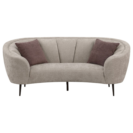 Ellorie Upholstered Channel Back Curved Loveseat Beige - Walo Furniture