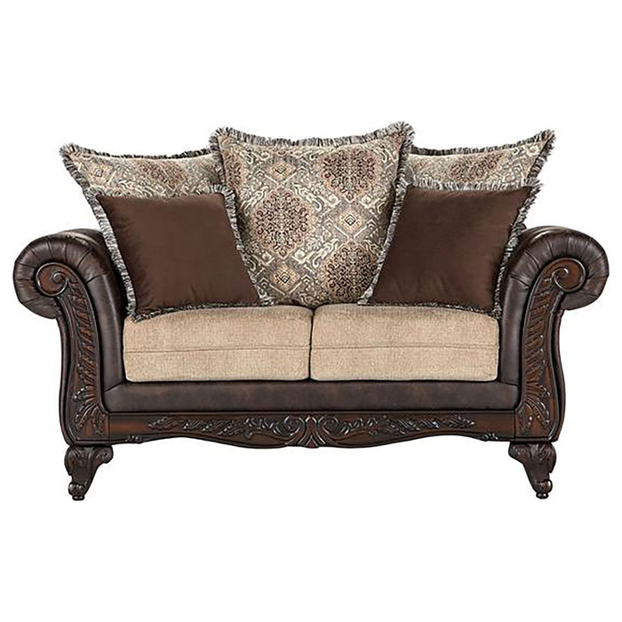 Elmbrook 2 - piece Upholstered Rolled Arm Sofa Set Brown - Walo Furniture