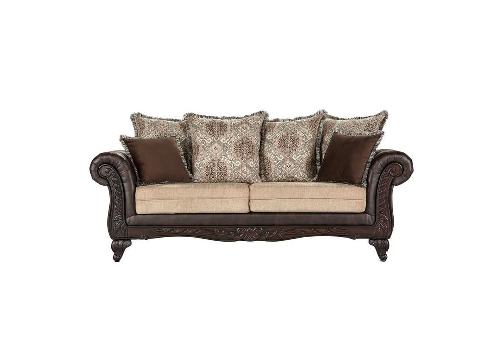 Elmbrook 2 - piece Upholstered Rolled Arm Sofa Set Brown - Walo Furniture