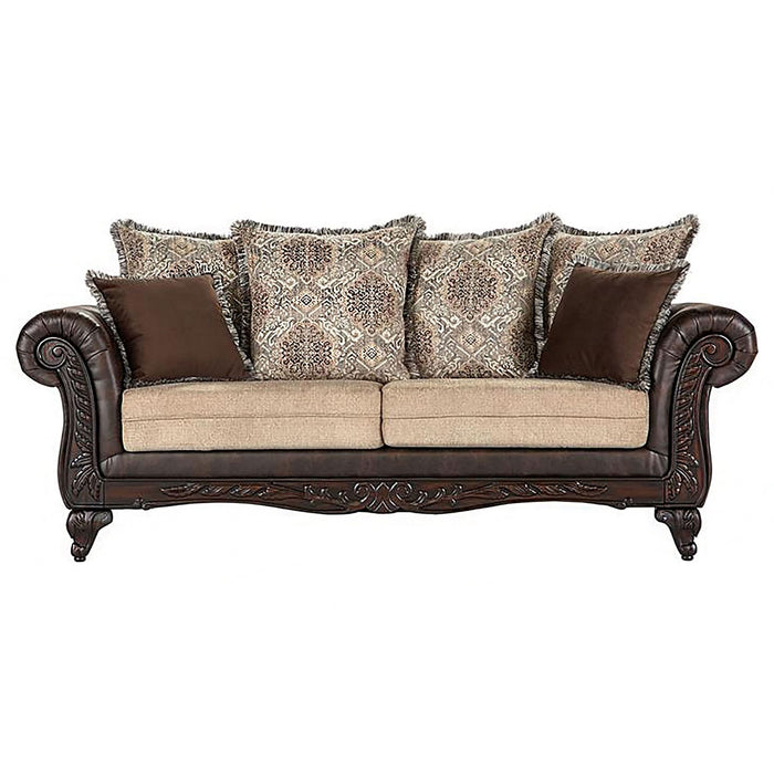 Elmbrook 3 - piece Upholstered Rolled Arm Sofa Set Brown - Walo Furniture