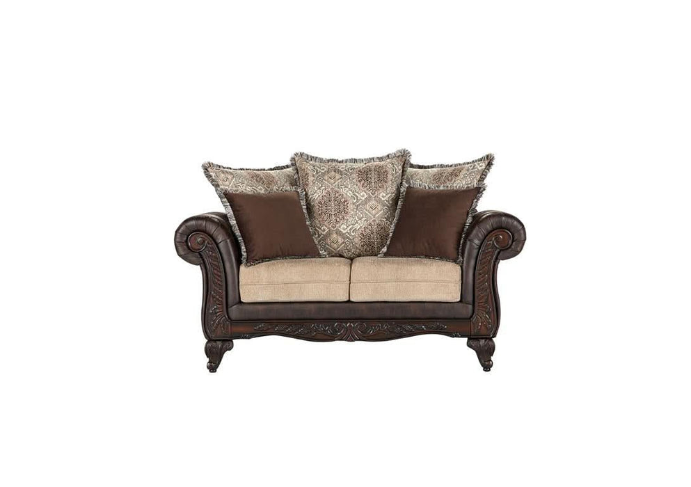 Elmbrook Upholstered Rolled Arm Loveseat Brown - Walo Furniture