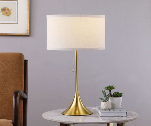 Elmira 24 - inch Drum Shade Metal Table Lamp Gold - Walo Furniture