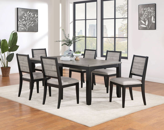 Elodie 7 - piece Rectangular Extension Leaf Dining Set Black - Walo Furniture