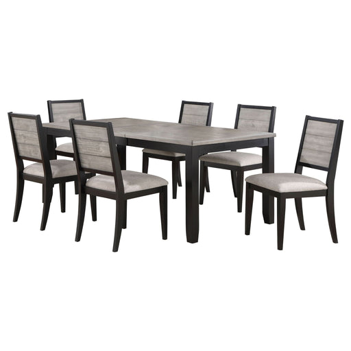 Elodie 7 - piece Rectangular Extension Leaf Dining Set Black - Walo Furniture