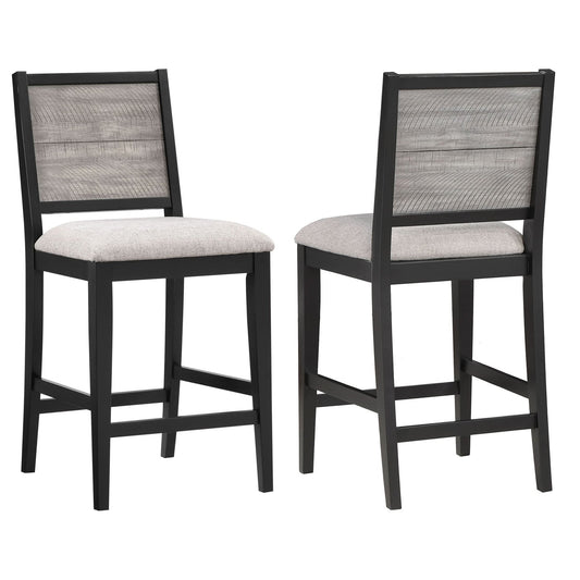 Elodie Wood Counter Chair Grey and Black (Set of 2) - Walo Furniture