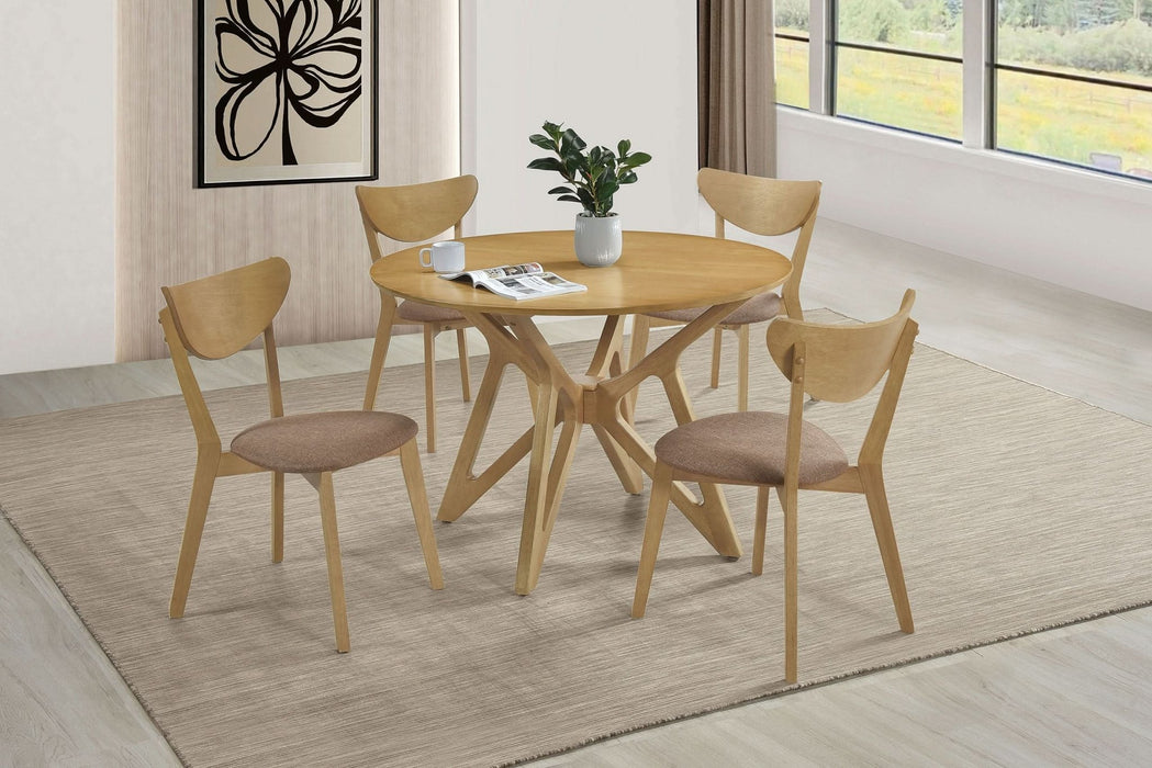 Elowen 5 - piece Round Solid Wood Dining Set Light Walnut - Walo Furniture