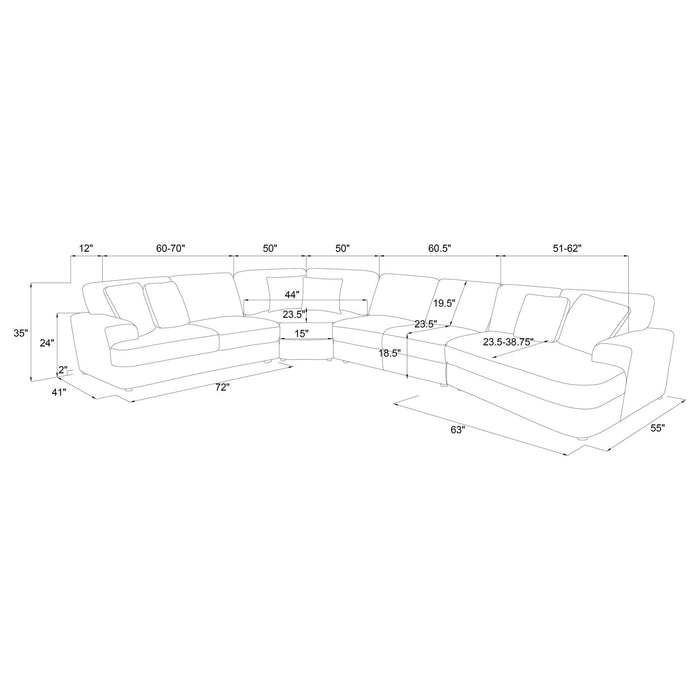 Emberson 4 - piece Upholstered Modular Sectional Sofa Ivory - Walo Furniture