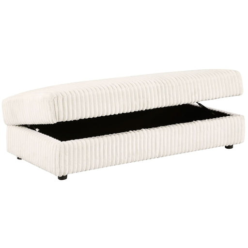 Emberson Upholstered Rectangular Storage Ottoman Ivory - Walo Furniture