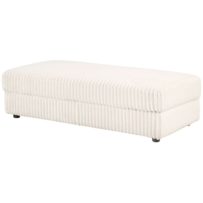 Emberson Upholstered Rectangular Storage Ottoman Ivory - Walo Furniture