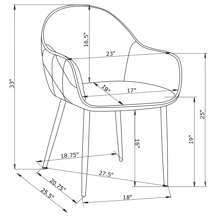 Emma Fabric Upholstered Dining Arm Chair Charcoal (Set of 2) - Walo Furniture