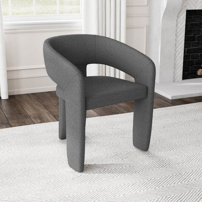 Eudora Boucle Upholstered Dining Arm Chair Grey (Set of 2) - Walo Furniture