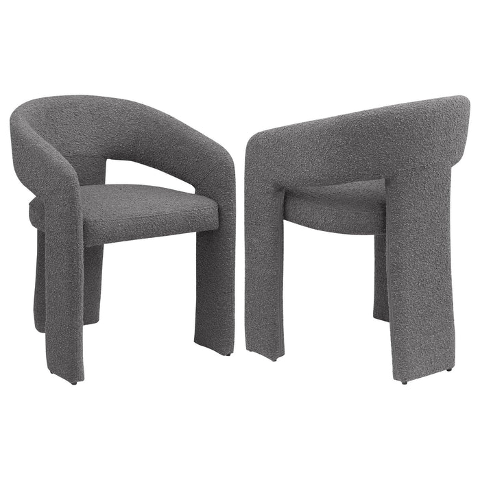 Eudora Boucle Upholstered Dining Arm Chair Grey (Set of 2) - Walo Furniture