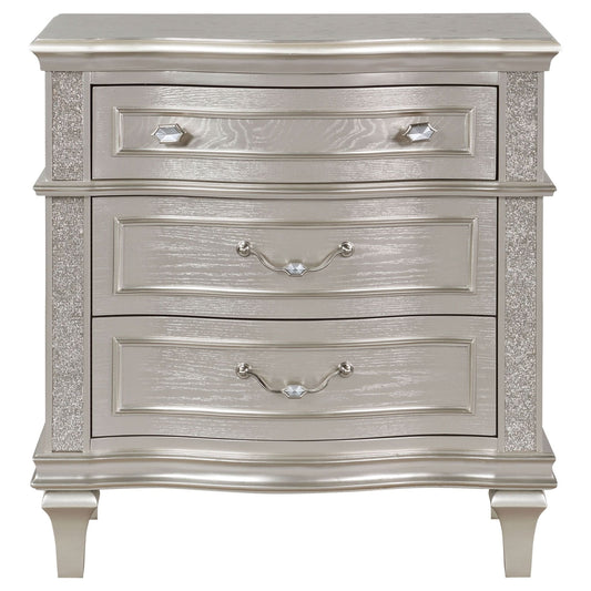 Evangeline 3 - drawer Nightstand Silver Oak - Walo Furniture