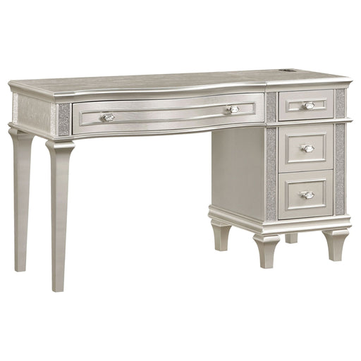 Evangeline 4 - drawer Vanity Desk Makeup Table Silver Oak - Walo Furniture