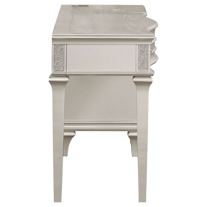 Evangeline 4 - drawer Vanity Desk Makeup Table Silver Oak - Walo Furniture