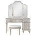 Evangeline 4 - drawer Vanity Set with Stool Silver Oak - Walo Furniture