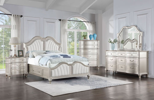 Evangeline 5 - piece Eastern King Bedroom Set Silver Oak - Walo Furniture