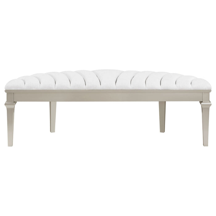 Evangeline Curved Fabric Upholstered Bench Silver Oak - Walo Furniture