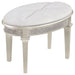 Evangeline Upholstered Oval Vanity Stool Silver and Ivory - Walo Furniture