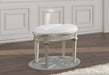 Evangeline Upholstered Oval Vanity Stool Silver and Ivory - Walo Furniture