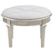 Evangeline Upholstered Oval Vanity Stool Silver and Ivory - Walo Furniture