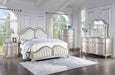 Evangeline Wood Eastern King LED Panel Bed Silver Oak - Walo Furniture