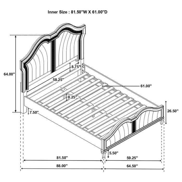 Evangeline Wood Queen LED Panel Bed Silver Oak - Walo Furniture