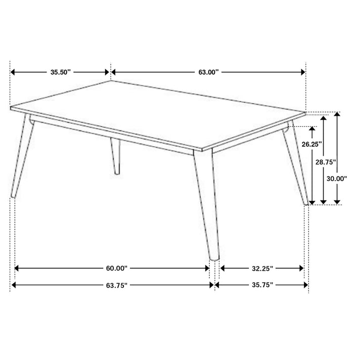 Everett 5 - piece Rectangular Dining Table Set Natural Walnut - Walo Furniture