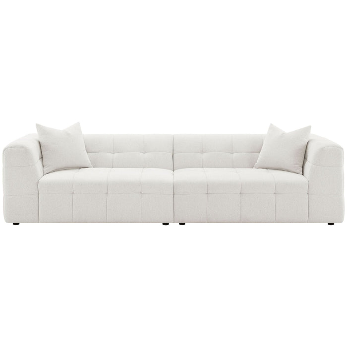 Everly Boucle Upholstered Extra Long Sofa Off White - Walo Furniture