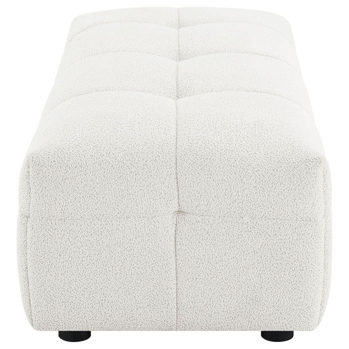 Everly Boucle Upholstered Rectangular Ottoman Off White - Walo Furniture