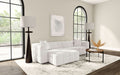 Everly Boucle Upholstered Rectangular Ottoman Off White - Walo Furniture