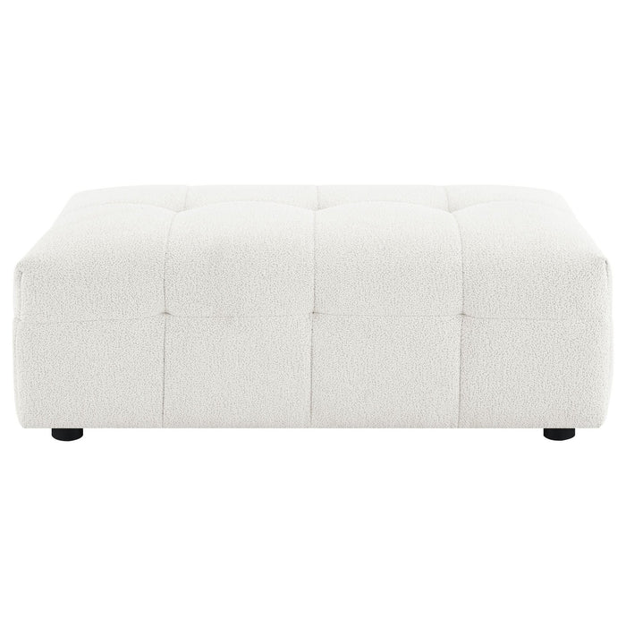 Everly Boucle Upholstered Rectangular Ottoman Off White - Walo Furniture