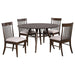 Everton 5 - piece Round 53 - inch Dining Table Set Dark Walnut - Walo Furniture