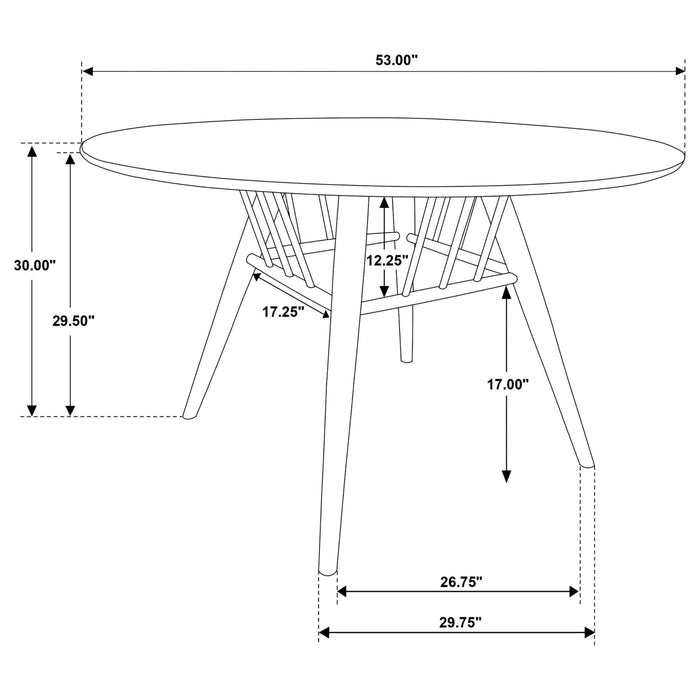 Everton 5 - piece Round 53 - inch Dining Table Set Dark Walnut - Walo Furniture