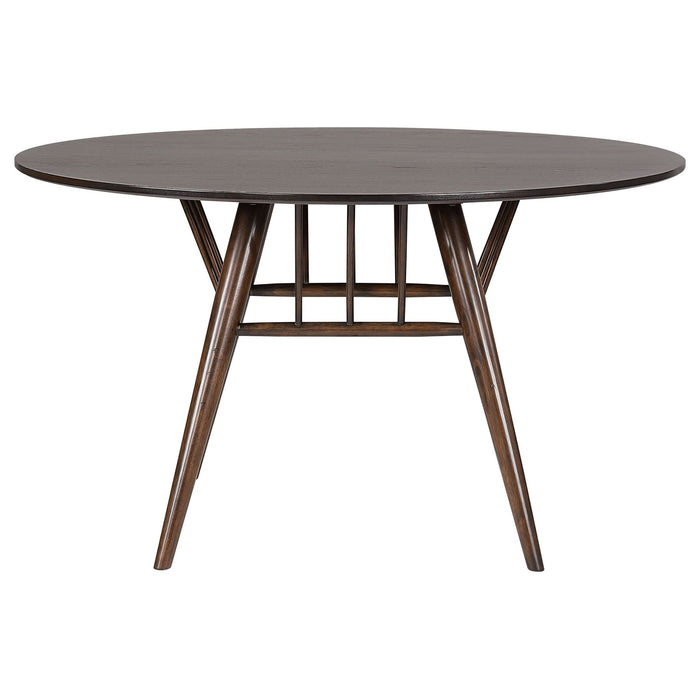 Everton 5 - piece Round 53 - inch Dining Table Set Dark Walnut - Walo Furniture