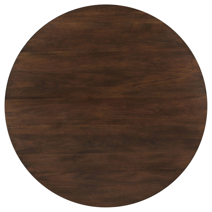 Everton 5 - piece Round 53 - inch Dining Table Set Dark Walnut - Walo Furniture