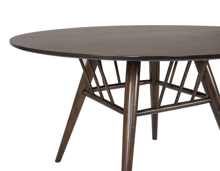 Everton Round 53 - inch Wood Dining Table Dark Walnut - Walo Furniture