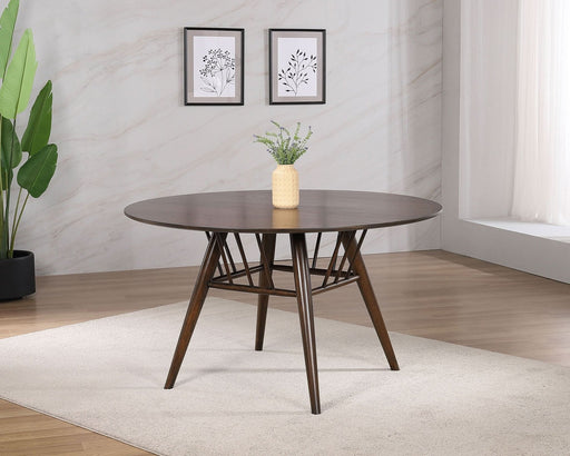 Everton Round 53 - inch Wood Dining Table Dark Walnut - Walo Furniture