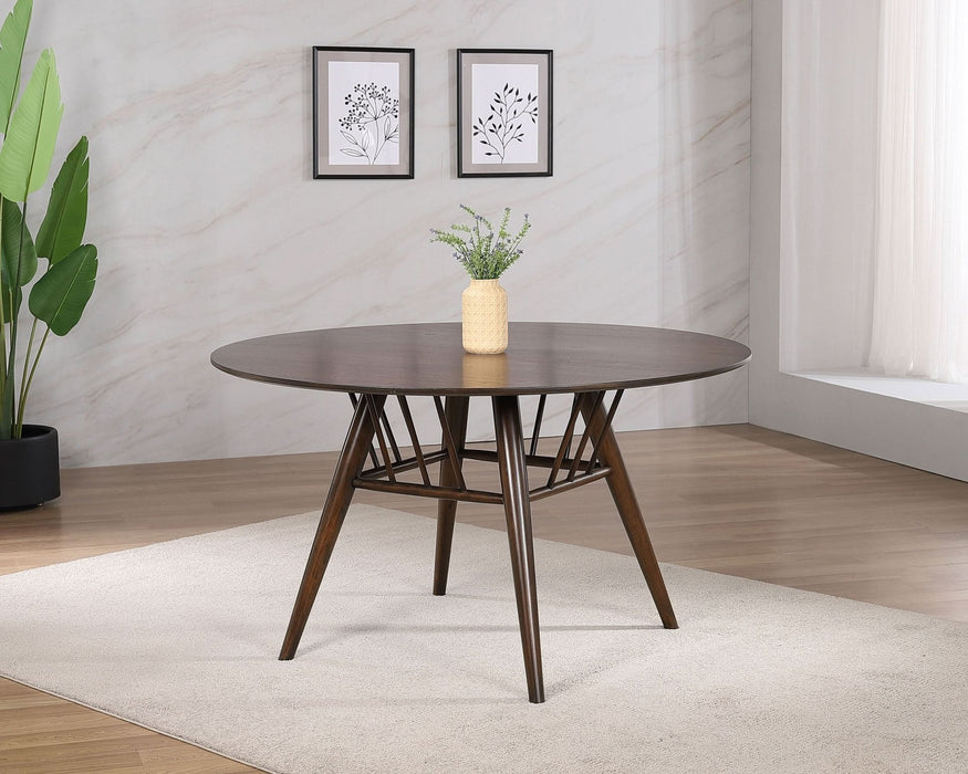 Everton Round 53 - inch Wood Dining Table Dark Walnut - Walo Furniture